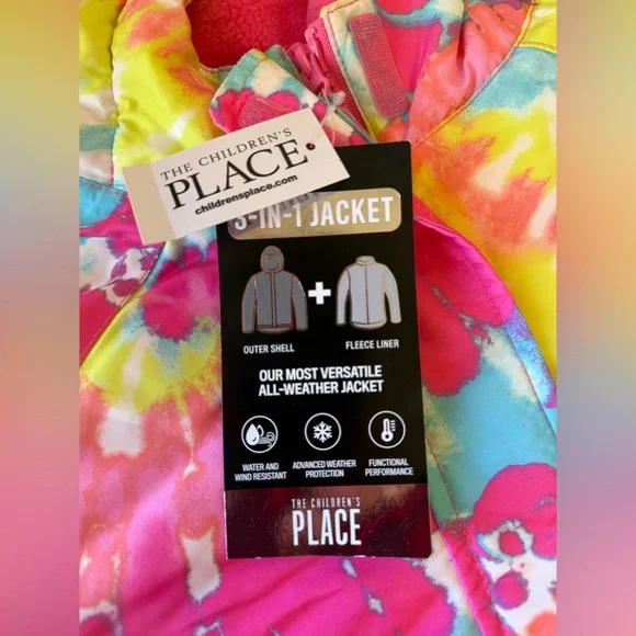 NWT THE CHILDREN’S PLACE TIE DYE 3 in 1 SNOW JACKET PINK SZ L